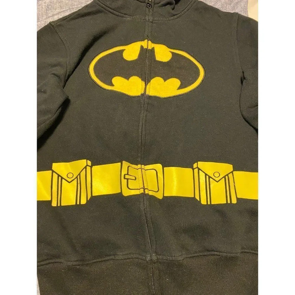 KIDS BATMAN FULL ZIP HOODIE WITH MASK - BOYS SIZE LARGE 10/12 - GREAT CONDITION - Picture 3 of 8